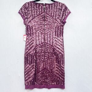 Vince Camuto Sequin Mini Dress Womens 8 Bodycon Party Holiday Purple HOCO Prom